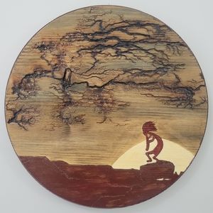 Hopi Signed Kokopelli Painting Carving Native American Indian Lichtenberg OOAK